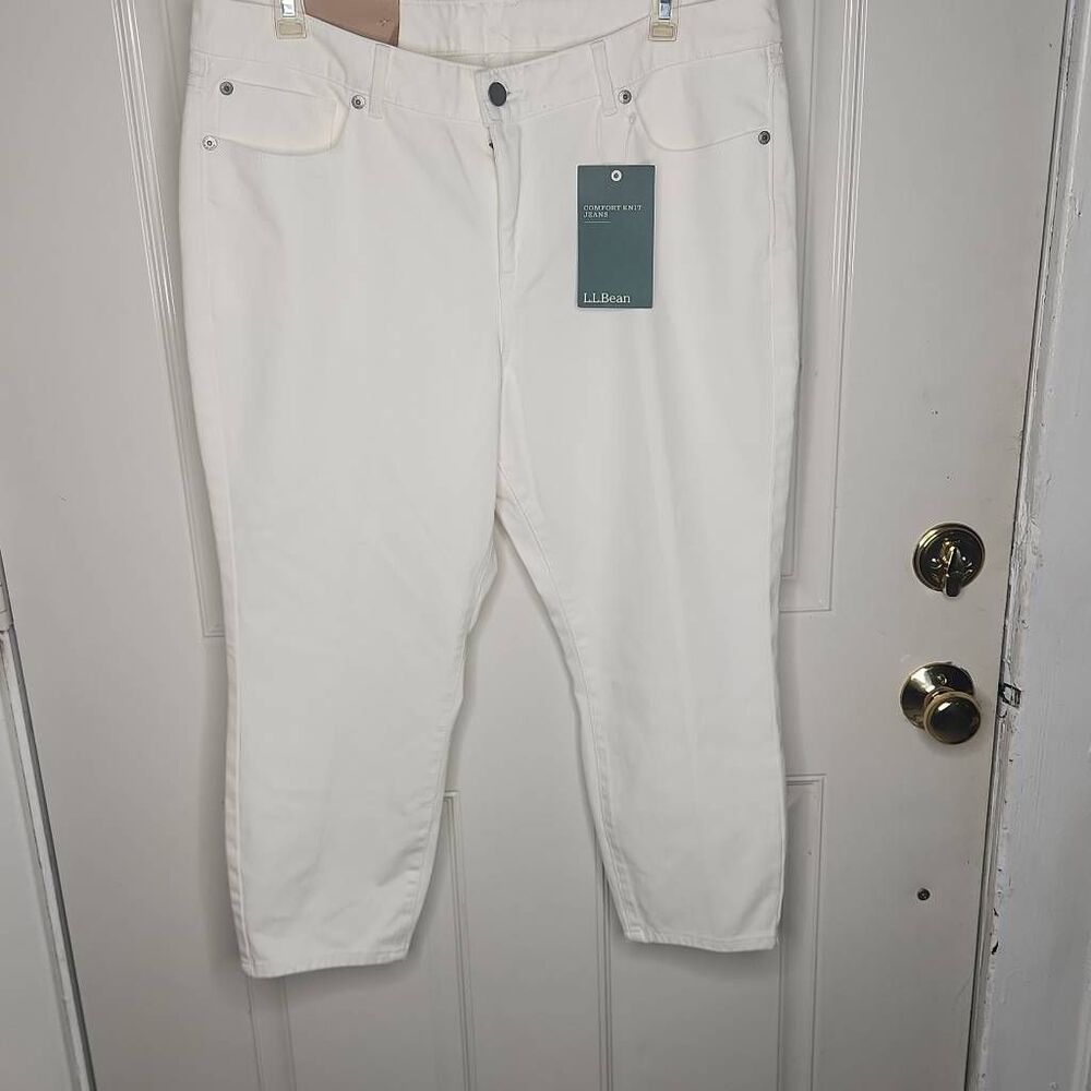 L.L.Bean comfort knit paper white cropped jeans women's size 16 petite
